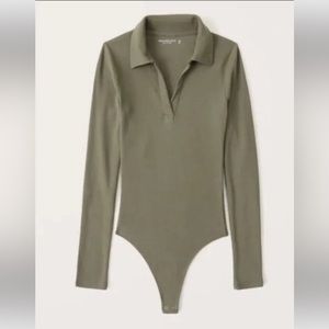 Abercrombie & Fitch long sleeve ribbed polo bodysuit. Size: large